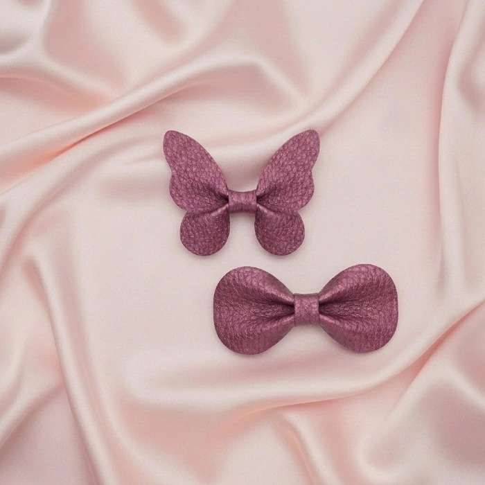 Kids Faux Leather Butterfly And Bow Hair Clip Set